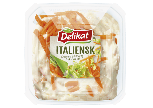 Delikat italiensk salat. Pakningsbilde.