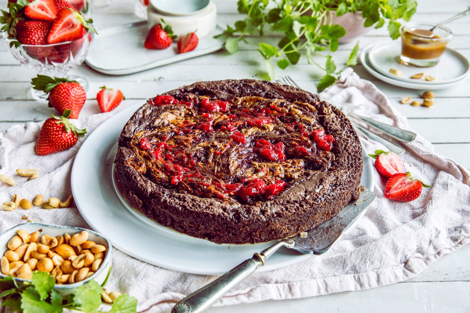 Brownies med peanøttsmør og syltetøy