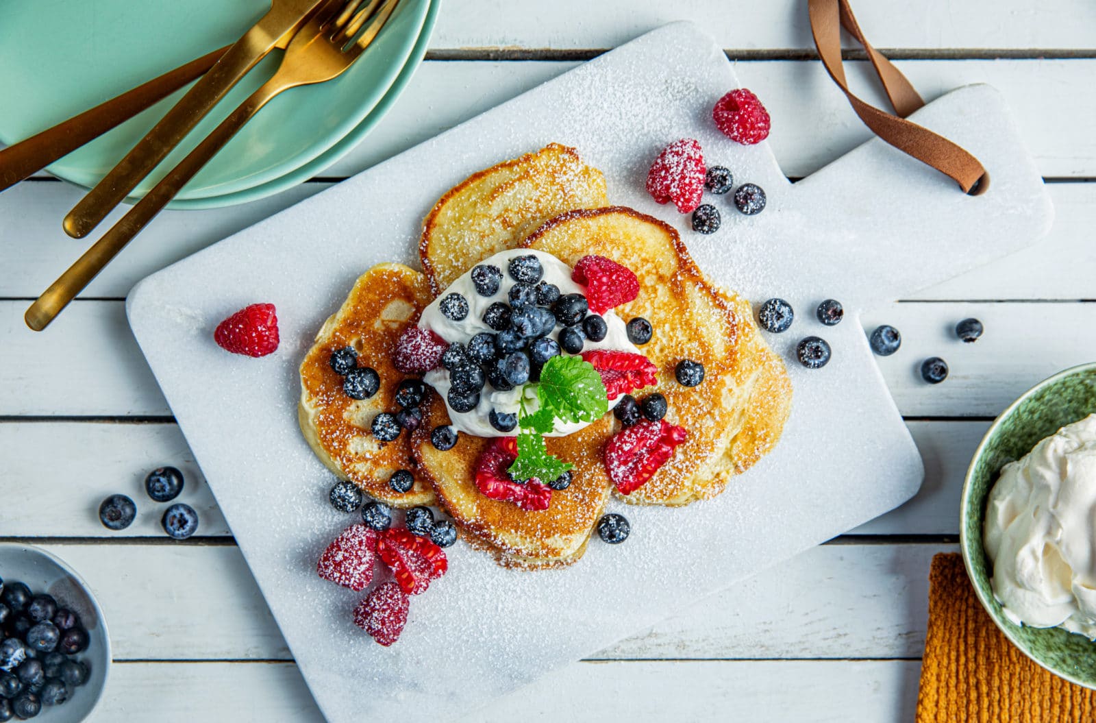 Amerikanske pannekaker uten bakepulver