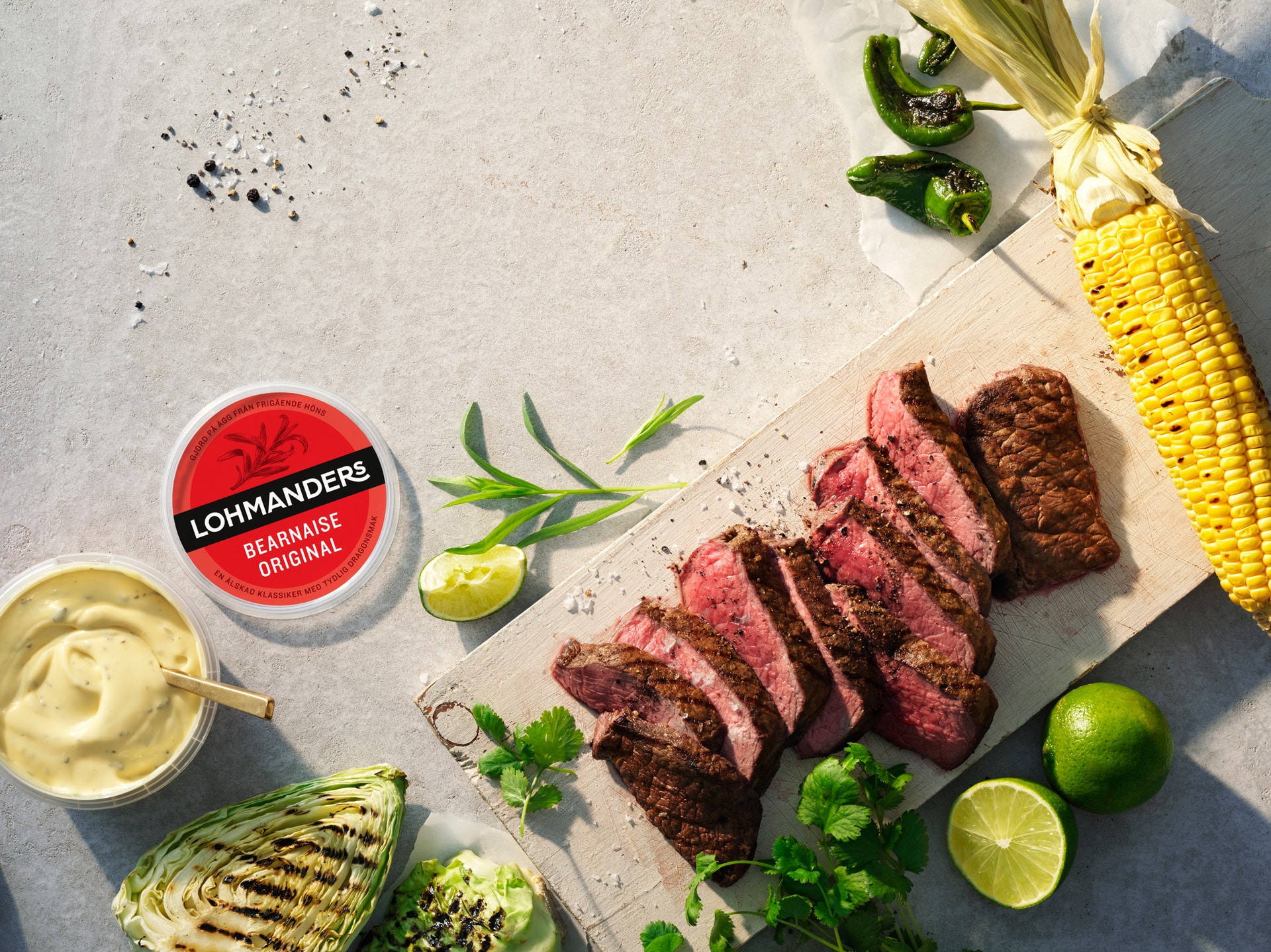 Lohmanders Bernaise med biff og mais