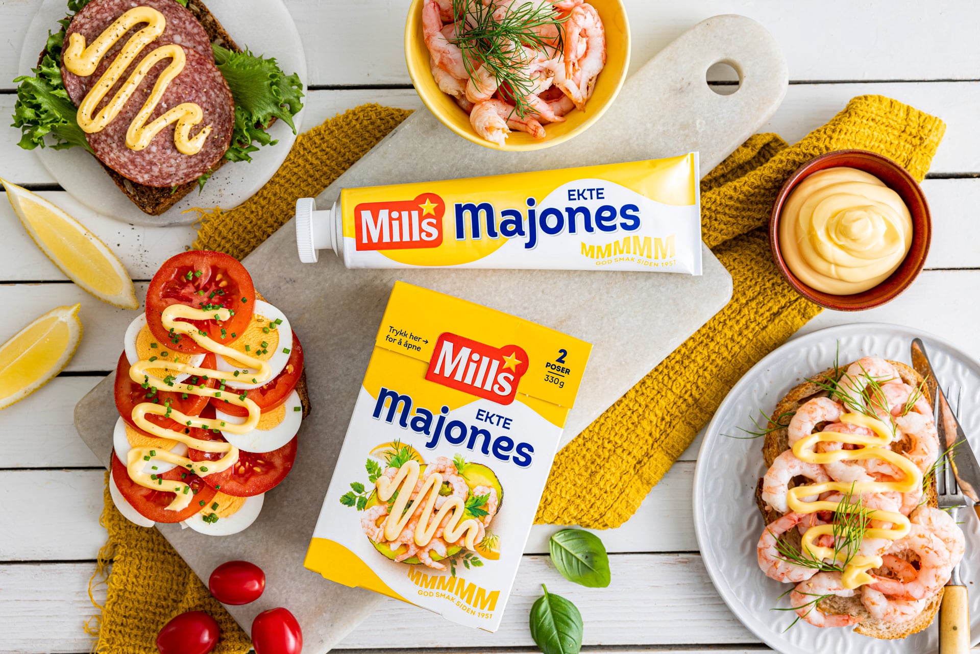 Mills Ekte Majones og skiver med pålegg