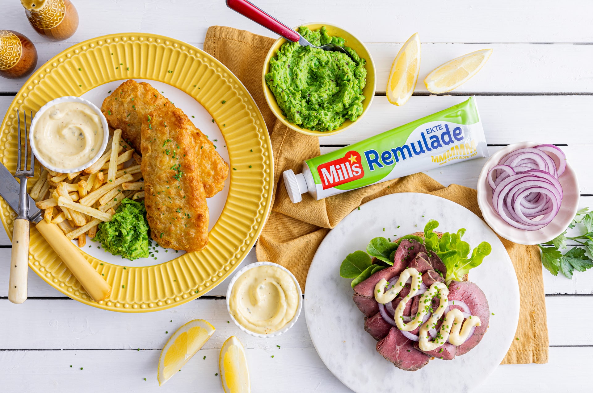 Mills Ekte Remulade og fish and chips